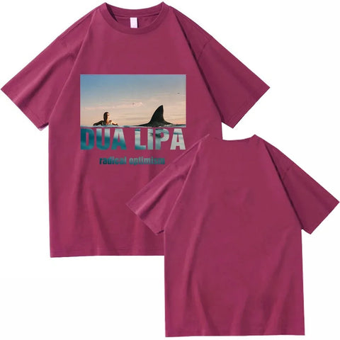 Dua Radical Optimistic Lipa Vintage Print Loose Comfortable T-shirt O Collar Trend Short-sleeved T-shirt Fans Gift Everyday Wear