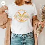 Retro Yellowstone T-shirt Yellowstone Dutton Ranch Shirt Rip Wheeler Unisex Short Sleeve Tees Vintage Tv Show Inspired Fans Tops