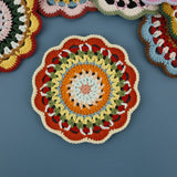 Bohemian Handmade Woven Colorful Coasters Yarn Crochet Artistic Decorative Home Accessories Round Mats Finished Products