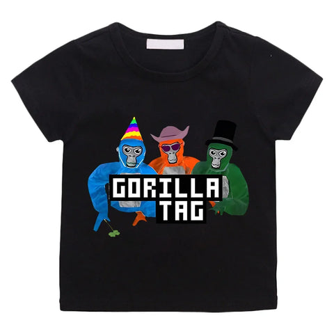 New Game Gorilla Tag T Shirt Kids 2024 Summer Cartoon Monke Clothes Toddler Girls Cotton T-shirtTeenager Boys Short Sleeve Tops
