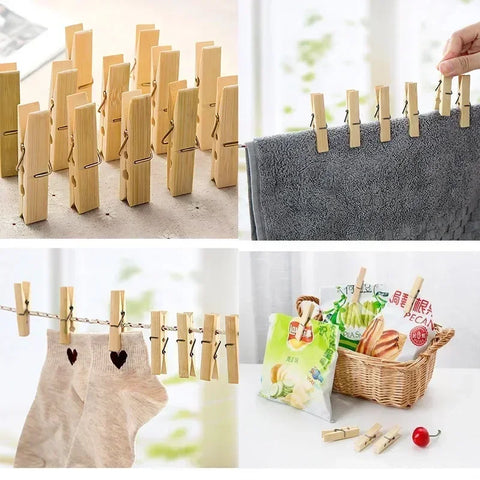 50pc Clothes Pins Wooden Clothespins7.2cm Natural Wood Color Heavy Duty Wood Clips for Hanging Clothes Outdoor Decorative Photos