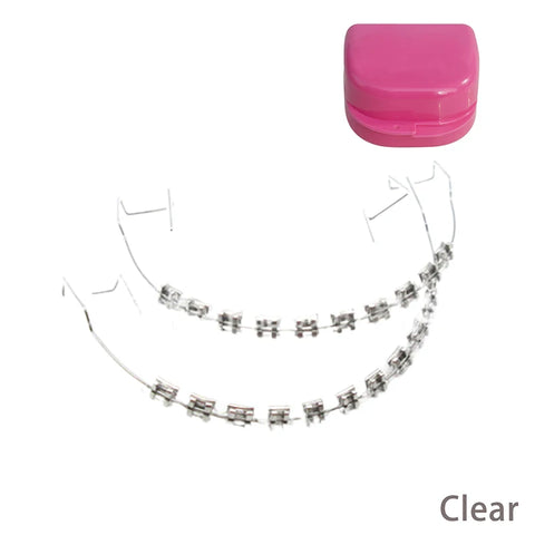 1 Pair Dental Fake Braces Temporary Tooth Decoration With Hook With Metal Wires Colorful Metal Bracket Ligature Ties Dental Tool