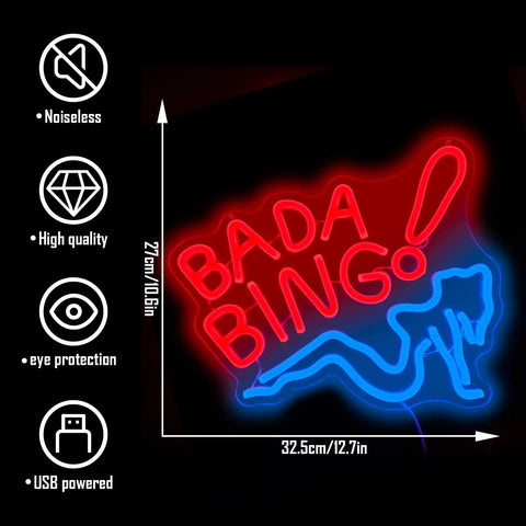 UponRay Bada Bing Neon Signs for Wall Decor for Man Cave Light Up Sign for Bedroom Bar Pub Store Club Party Dance Studio