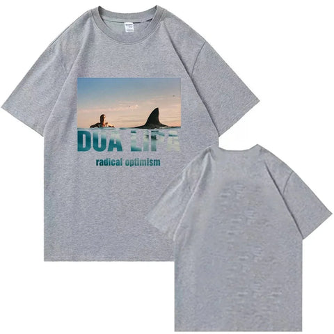 Dua Radical Optimistic Lipa Vintage Print Loose Comfortable T-shirt O Collar Trend Short-sleeved T-shirt Fans Gift Everyday Wear