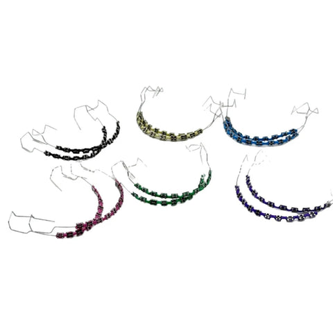 1 Pair Dental Fake Braces Temporary Tooth Decoration With Hook With Metal Wires Colorful Metal Bracket Ligature Ties Dental Tool
