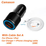 Camason 45W Car Quick Charger USB Type C Charge For iphone Xiaomi Huawei phone PD QC 3.0 24V/12V Fast Charging Adapter products