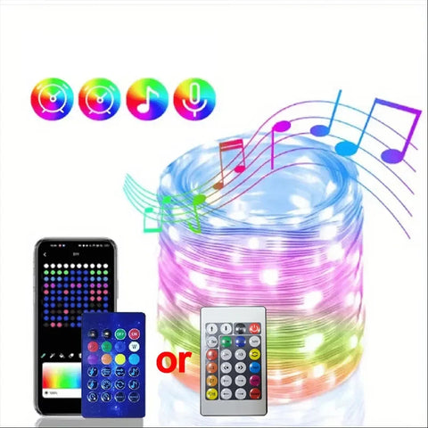 LED String Light Bluetooth Fairy Light USB 5V 20m 10m 5m Dreamcolor Music Sync Party Garland Decor