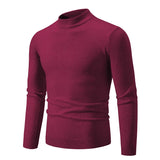 New Sweatwear Men's Half Neck Basic Solid Color Sweaters Round Neck Elastic Pullovers Warm Autumn Knitted Oversized Sweater Men