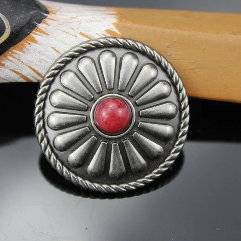 5PCS Vintage Silver Metal Decorative Buckle DIY Leathercraft Screw Fastening Belt Conchos Button Handmade Sewing Accessories