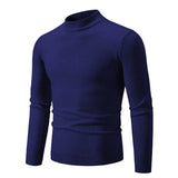 New Sweatwear Men's Half Neck Basic Solid Color Sweaters Round Neck Elastic Pullovers Warm Autumn Knitted Oversized Sweater Men