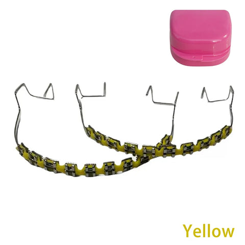 1 Pair Dental Fake Braces Temporary Tooth Decoration With Hook With Metal Wires Colorful Metal Bracket Ligature Ties Dental Tool