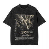 Streetwear Hip Hop Vintage T-Shirts Silent Hill Washed Cotton T Shirt Horror Movie Game Tees Men Women Harajuku Printed Tops