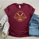 Retro Yellowstone T-shirt Yellowstone Dutton Ranch Shirt Rip Wheeler Unisex Short Sleeve Tees Vintage Tv Show Inspired Fans Tops