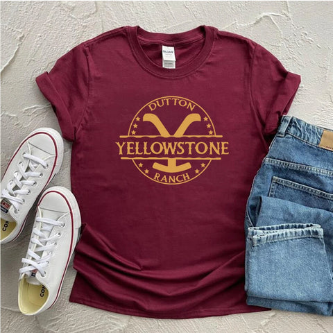 Retro Yellowstone T-shirt Yellowstone Dutton Ranch Shirt Rip Wheeler Unisex Short Sleeve Tees Vintage Tv Show Inspired Fans Tops
