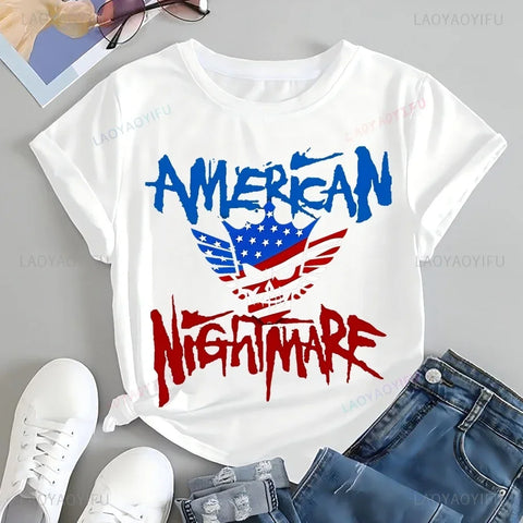 Vintage Wrestler Cody Rhodes American Nightmare Print T-shirt Top Trend Short Sleeve Neutral Shirt Pattern Large T-shirt