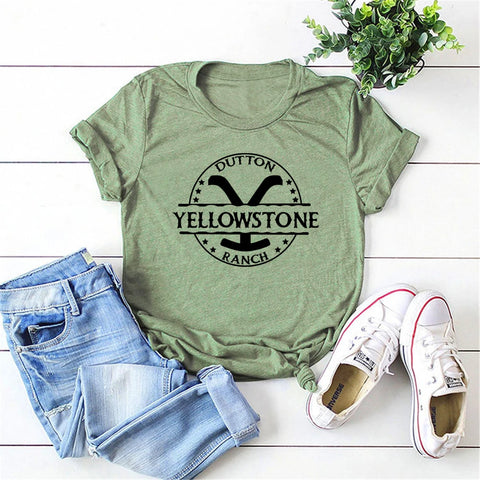 Retro Yellowstone T-shirt Yellowstone Dutton Ranch Shirt Rip Wheeler Unisex Short Sleeve Tees Vintage Tv Show Inspired Fans Tops