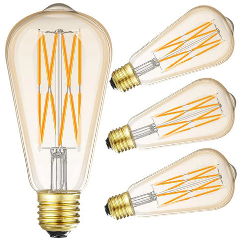 ST64 12W 16W Edison LED Filament Amber Bulb lamp 85-265V E27 Vintage Ampoule Replace 160W Incandescent Light Decorative Bulbs