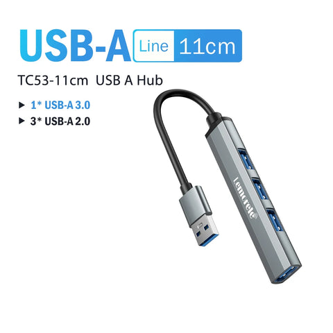 Lemorele USB Hub Type C Hub USB3.0 OTG 4 Port USB C/A HUB Multi Splitter Adapter Laptop Accessories For Lenovo Macbook Pro