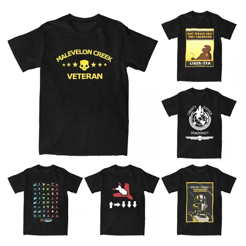 Helldivers 2 Malevelon Creek Veteran T-Shirts Women Men Vintage Cotton Tee Shirt Short Sleeve T Shirt Party Clothing Tops