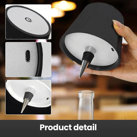 Wireless Bottle Table Lamp Touch Control of 3 Colors and Stepless Dimming Night Lamp For Bar Wine Bottles Decor Desk Lights