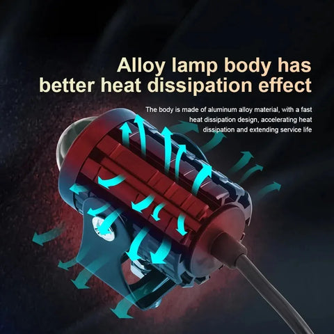 2PCS Universal Motorcycle LED Headlight Projector Lens Dual Color ATV Scooter Driving Lamp Fog Light Auxiliary Spotlight Lamp