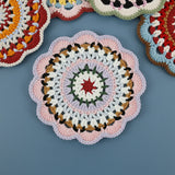 Bohemian Handmade Woven Colorful Coasters Yarn Crochet Artistic Decorative Home Accessories Round Mats Finished Products