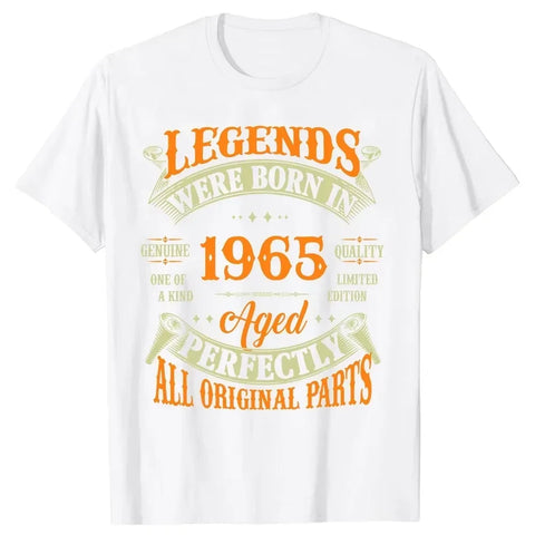 2025 Funny 60th Tee Vintage Legends Born in 1965 60 Years Old Party Women T Shirts Summer Cotton Birthday Gift Idea Men T-shirt