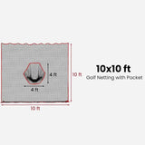 Golf Hitting Net 10x10ft Barrier Golf Net Heavy Duty Netting Training Aid Practice Ball Barrier For Golfers Backyard Driving