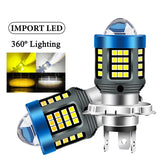 H4 H6 BA20D LED Motorcycle Light Bulb LED Fisheye Lens Dual Color White Yellow CSP Chip Motorbike Headlight Scooter Fog Lamp