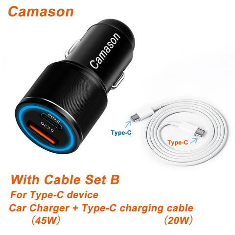 Camason 45W Car Quick Charger USB Type C Charge For iphone Xiaomi Huawei phone PD QC 3.0 24V/12V Fast Charging Adapter products